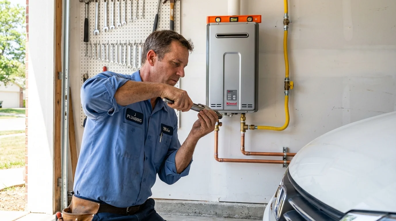Tankless water heater installation by a Johns Plumbing LLC plumber in Hyannis
